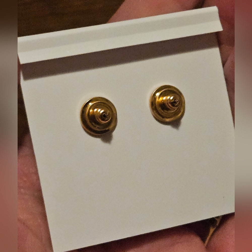 LOW START Tory Burch Gold and Pink Faceted Heart Earrings - Picture 4 of 8